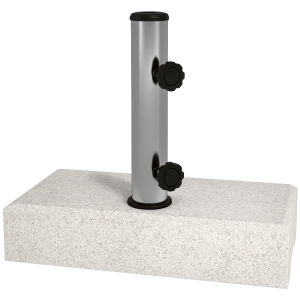 Outsunny Base per Ombrellone da Giardino 25kg per Pali da Ø32mm, Ø38mm e Ø48mm, in Granito e Acciaio Inox, 45x22.5x40 cm, Grigia