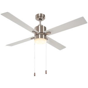 HOMCOM Ventilatore da Soffitto con Luce LED e 3 Velocità Argento