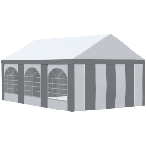 Outsunny 6x4m Galvanised Party Tent Gazebo with Sides