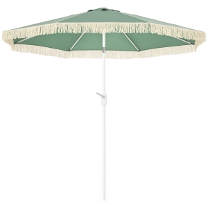 Outsunny Ombrellone da Giardino a Manovella Inclinabile e Palo a 2 Sezioni, Poliestere e Metallo, 2.6x2.4 m, Verde