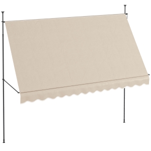 Outsunny Toldo Manual Retrátil com Manivela 350x120x210-300 cm com Altura Ajustável Impermeável para Jardim Varanda Areia