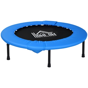 HOMCOM 40" Mini Fitness Trampoline Home Gym Yoga Exercise Rebounder Indoor Outdoor Jumper with Safety Pad, Support Up to 150 KG, Blue and Black