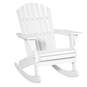 Outsunny Fauteuil de Jardin Adirondack à Bascule Rocking Chair Style néo-rétro Assise Dossier Ergonomique Bois Sapin traité Peint Blanc