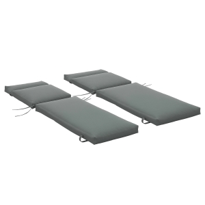 Outsunny Lot de 2 Matelas pour Chaise Longue transat Bain de Soleil avec Sangles d'attache pour Jardin MATELAS UNIQUEMENT dim.196L x 55l cm Gris foncé