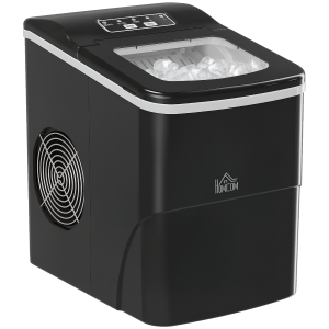 HOMCOM Eiswürfelmaschine 12kg/24h 2L Eiswürfelbereiter mit LED-Display, 2 L Wassertank, 90 W, Schwarz