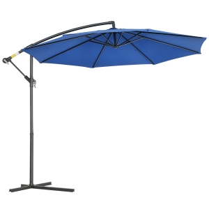 Outsunny Parasol Déporté 3m Inclinable Bleu avec Pied