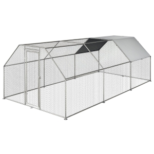 PawHut Gabbia per galline 280cm x 570cm x 195cm Argento