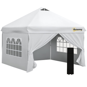 Outsunny Tente Jardin 3x3m avec Parois Blanc