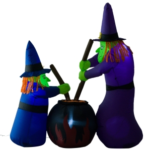 HOMCOM Inflatable Halloween Decoration LED Witches 1.8m