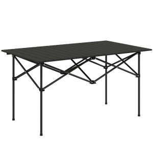 Outsunny Mesa de Camping Plegable con Encimera Enrollable y Bolsa Mesa de Pícnic Portátil para Acampar 95x55x50cm Negro