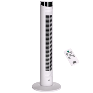 HOMCOM Ventilatore a Torre 45W con Timer 12h e Telecomando Bianco