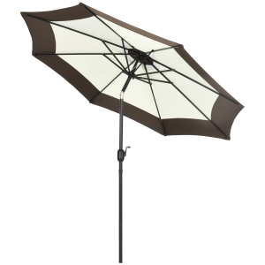 Outsunny 2.7m Garden Parasol Umbrella with Tilt & Crank, Coffee