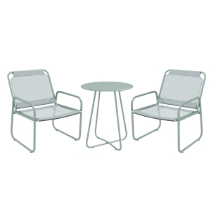 Outsunny Conjunto de Muebles de Jardín de 3 Piezas con Marco de Acero Reposabrazos y Almohadillas Ajustables para los Pies Verde