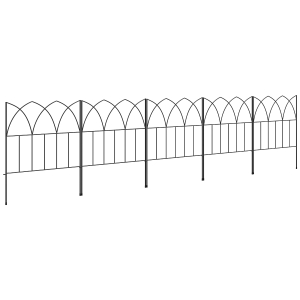 Outsunny Set de 5 Vallas Decorativas para Jardín de Metal 205x45,5 cm Combinación Libre Barrera para Animales Negro