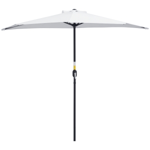 Outsunny Mezzo Ombrellone Apertura a Manovella 2.6x1.35m Bianco