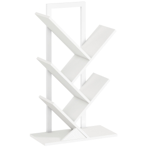 HOMCOM Estantería en Forma de Árbol con 5 Estantes y Sistema Antivuelco para Salón Dormitorio 50x24x82 cm Blanco