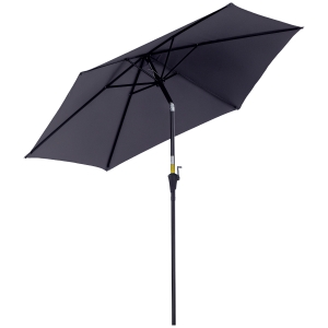 Outsunny Chapéu de Sol de Jardim Ø270x235cm Chapéu de Sol de Alumínio Reclinável com Manivela e 6 Hastes para Terraço Exterior Balcão Cinza