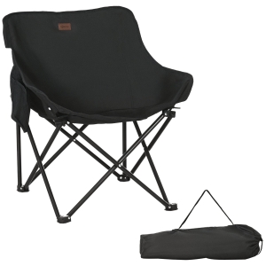 Outsunny Chaise de camping pliable avec sac de transport et pochette latérale compact ultra légère noir