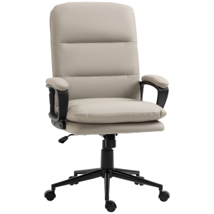 Vinsetto Ergonomic Office Chair PU Leather Adjustable Light Grey