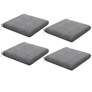 Outsunny Conjunto de 4 Cojines para Sillas de Comedor 47x47x7cm Impermeable y Protección UV 50+ para Interior y Exterior Gris