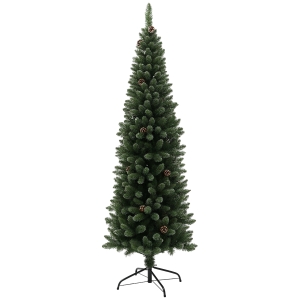 HOMCOM Albero di Natale Innevato Alto 180cm con 618 Rami e Pigne