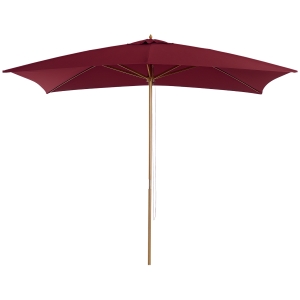 Outsunny Parasol Droit parasol de jardin rectangulaire double toit Bois Polyester Haute densité 3 x 2 m Rouge Bordeaux