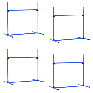 PawHut Agility Set Hunde 4-teiliges Agility-Ausrüstung für Hundetraining Steckhürdenset mit 4 höhenverstellbar Hürden Tragetasche Koordinationstraining Agilityset für Spiele Training