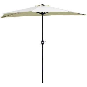 Outsunny Demi parasol Ø 2,6 m, parasol de balcon 5 entretoises acier polyester beige