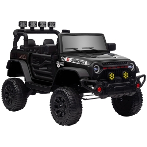 AIYAPLAY Voiture électrique enfants UTV avec télécommande 2,4G, 2 moteurs 12 V, musique, klaxon, lumières LED, 100x63x65cm, noir