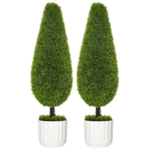 Homcom Set Plante Artificiale 90 cm – 2 Chiparosi cu Ghiveci Decorativ
