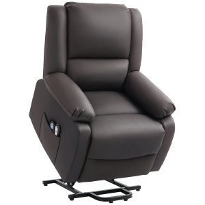 Homcom Scaun Reclinabil Relaxare – Masaj cu Vibratii & Caldura, Telecomanda, Buzunar Lateral – Maro inchis