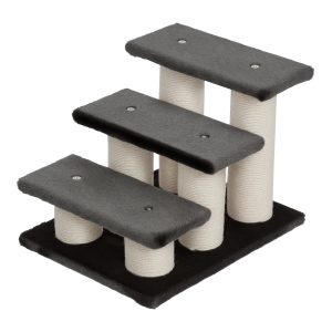 PawHut Hundetreppe 3 Stufen 34 cm Hoch Haustiertreppe für Hunde Katze Katzentreppe Hunderampe Einstiegshilfe für Bett, Sofa, Couch Dunkelgrau