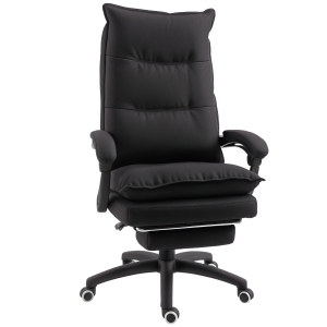 Vinsetto Poltrona da Ufficio Ergonomica Massaggiante Reclinabile con Altezza Regolabile, sedia con Seduta Imbottita e Rotelle, Nero | Aosom Italy