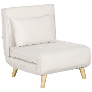 HOMCOM Fauteuil convertible 2 en 1 chauffeuse lit 1 place Dossier Réglable pieds en Bois et coussin