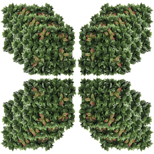 Outsunny 12 Stück künstliches Pflanzenwand Hecke 50x50 cm UV-Schutz Sichtschutz Glanzmispeln Design Heckenpflanze für Garten Outdoor Dekor