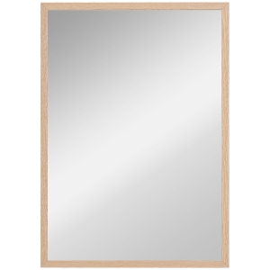 HOMCOM Espelho de Parede Decorativo 50x70 cm Espelho Retangular Espelho de Sala com 4 Ganchos Metálicos Estilo Moderno Madeira