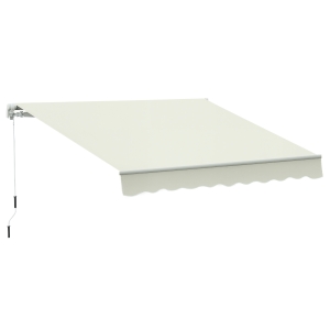 Outsunny Tenda da Sole Avvolgibile a Caduta Manuale 3x2.5m Bianco