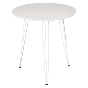 HOMCOM Mesa de Comedor Redonda con Patas de Horquilla Metálicas Estilo Moderno Nórdico para Cocina Salón Cafetería Bar Ø70x75 cm Blanco