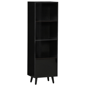 HOMCOM Estantería para Libros con 3 Estantes Abiertos y Cajón Librería Moderno para Almacenamiento Juguetes 40x30x129,5cm Negro