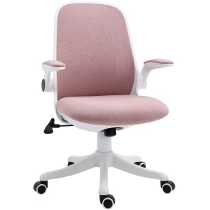 Vinsetto Scaun de Birou Ergonomic Reglabil pe Înălțime, din Material cu Efect de Catifea, 62.5x60x94-104 cm, Alb și Roz