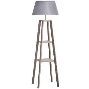 HOMCOM Lampadaire design contemporain 2 étagères intégrées 40 W max. dim. 45L x 45l x 148H cm pin lin gris