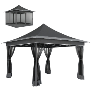 Outsunny Gazebo da Giardino Pop Up con Zanzariera Grigio Scuro