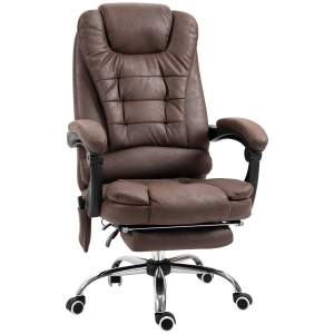 Vinsetto Fauteuil Bureau Massant Chauffant Réglable Marron