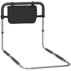 HOMCOM Maniglia per Letto con Altezza Regolabile in Acciaio con Impugnatura Morbida, Argento