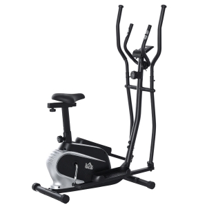 HOMCOM Ellittica da Casa Magnetica con Schermo LCD, 8 Livelli di Resistenza e Sedile Regolabile, 103x62x151cm Nero