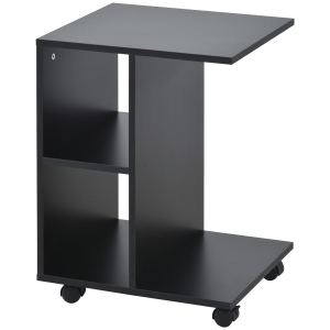 HOMCOM Table Basse C avec Étagères et Roues Pivotantes Noir