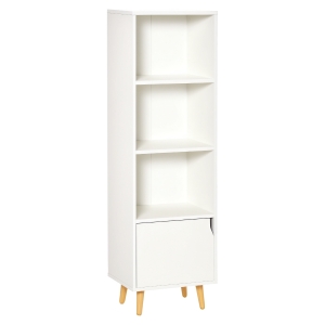HOMCOM Bibliothèque étagère Rangement Colonne pour Salon, Salle de Bain Blanc en Bois dim. 40L x 30l x 130H cm