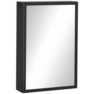 kleankin Specchiera Bagno con Armadietto a 3 Ripiani Nero