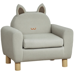 HOMCOM Fauteuil Enfant Scandinave Oreille Chat Gris