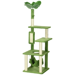 PawHut Arbre à Chat Vert 142cm avec Hamac et Griffoir